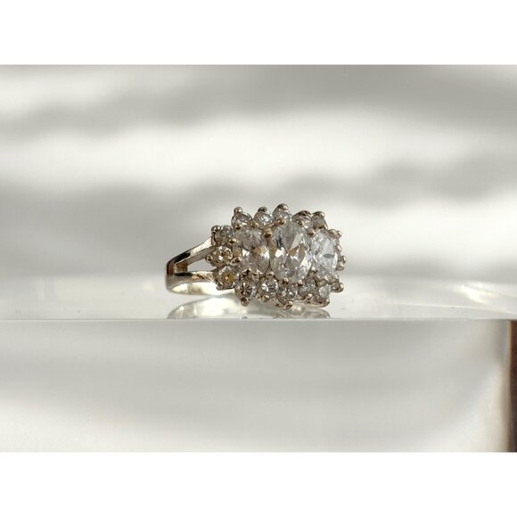 Cocktail Style Multi Gemstone Chunky 925 Sterling Silver Vintage Ring - sz 7 - Picture 2 of 16